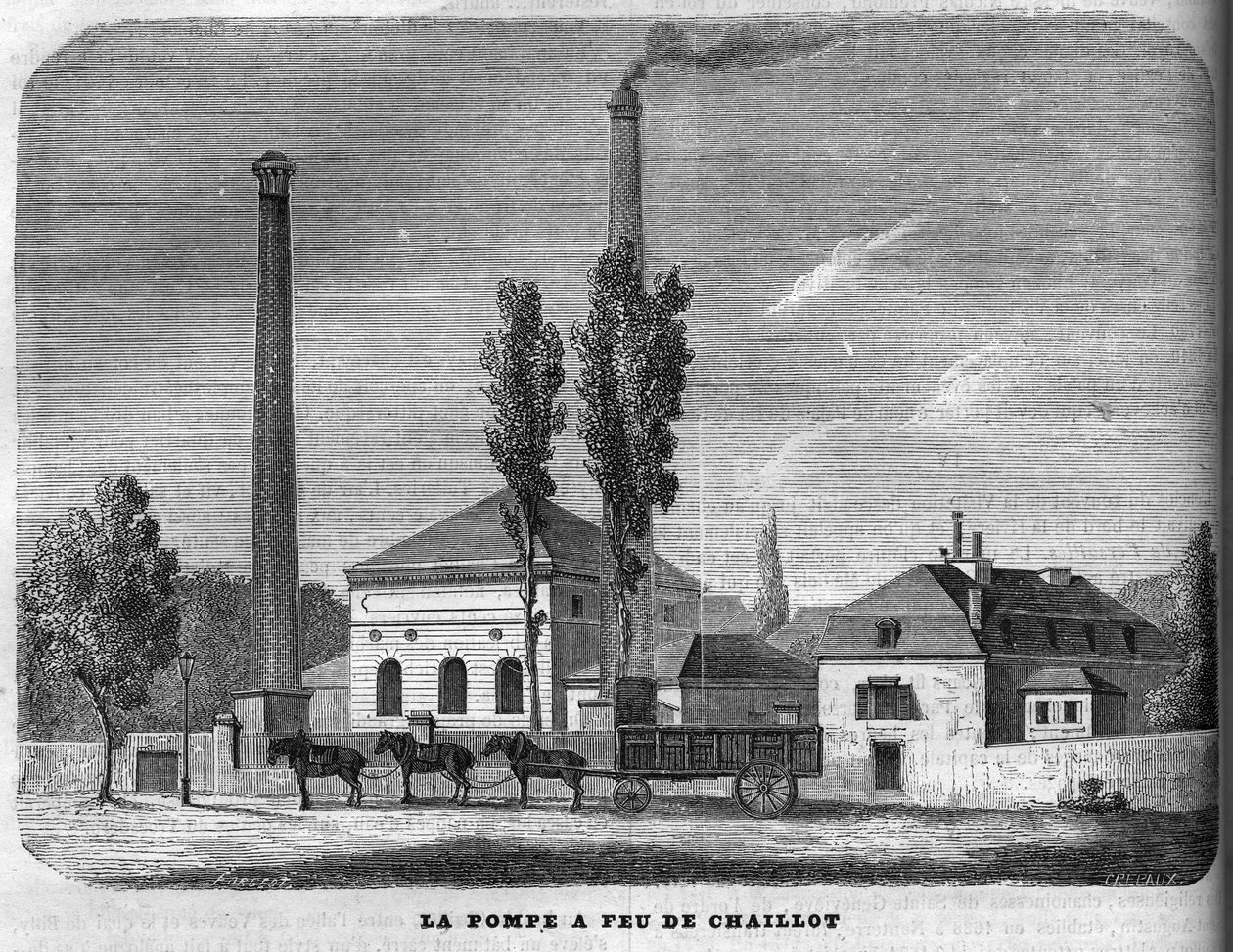 مضخة حريق Chaillot عام 1858. بواسطة فنان غير معروف