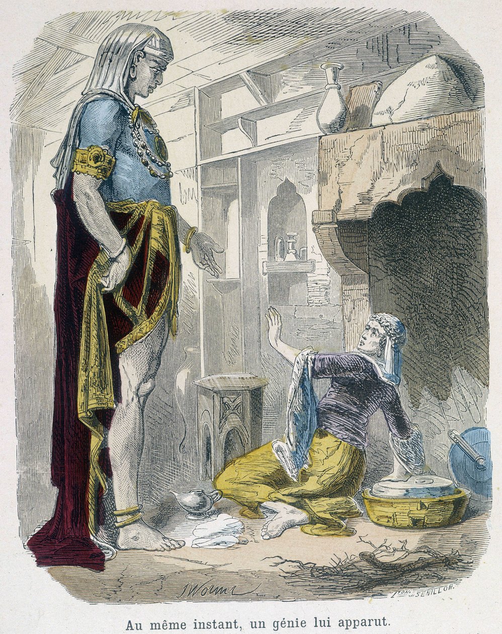 The genius out of the lamp - in “” The thousand and one nights”” by Bondet, ed. Guerin بواسطة فنان غير معروف