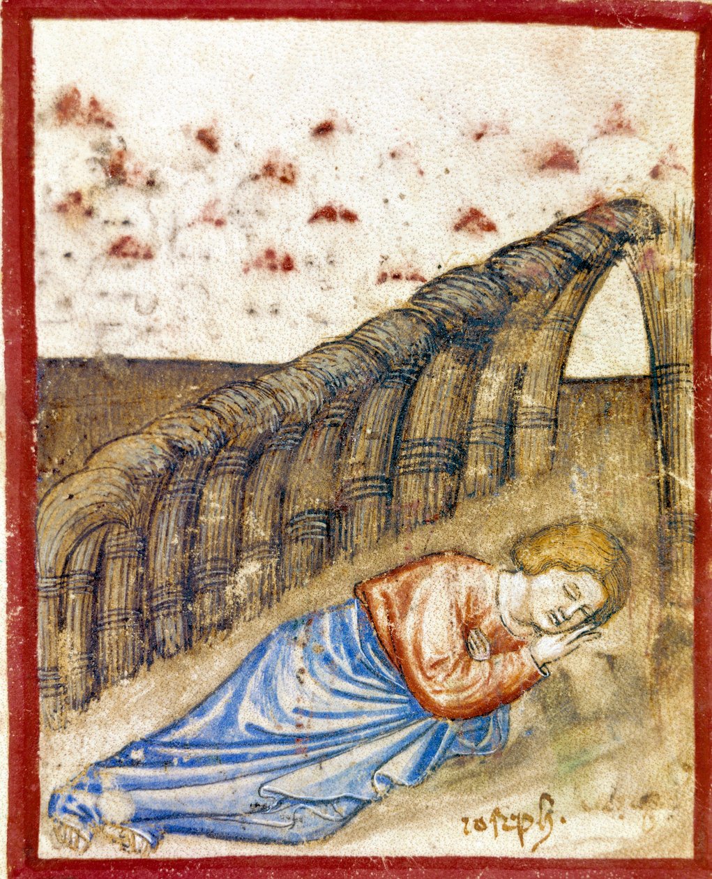 رؤية جوزيف ، ابن يعقوب المصغر مأخوذة من مجلد 212 (أو كود بادوفانو أو الكتاب المقدس لبادوا) 1390-1400 روفيغو ، أكاديميا دي كونكوردي بواسطة فنان غير معروف