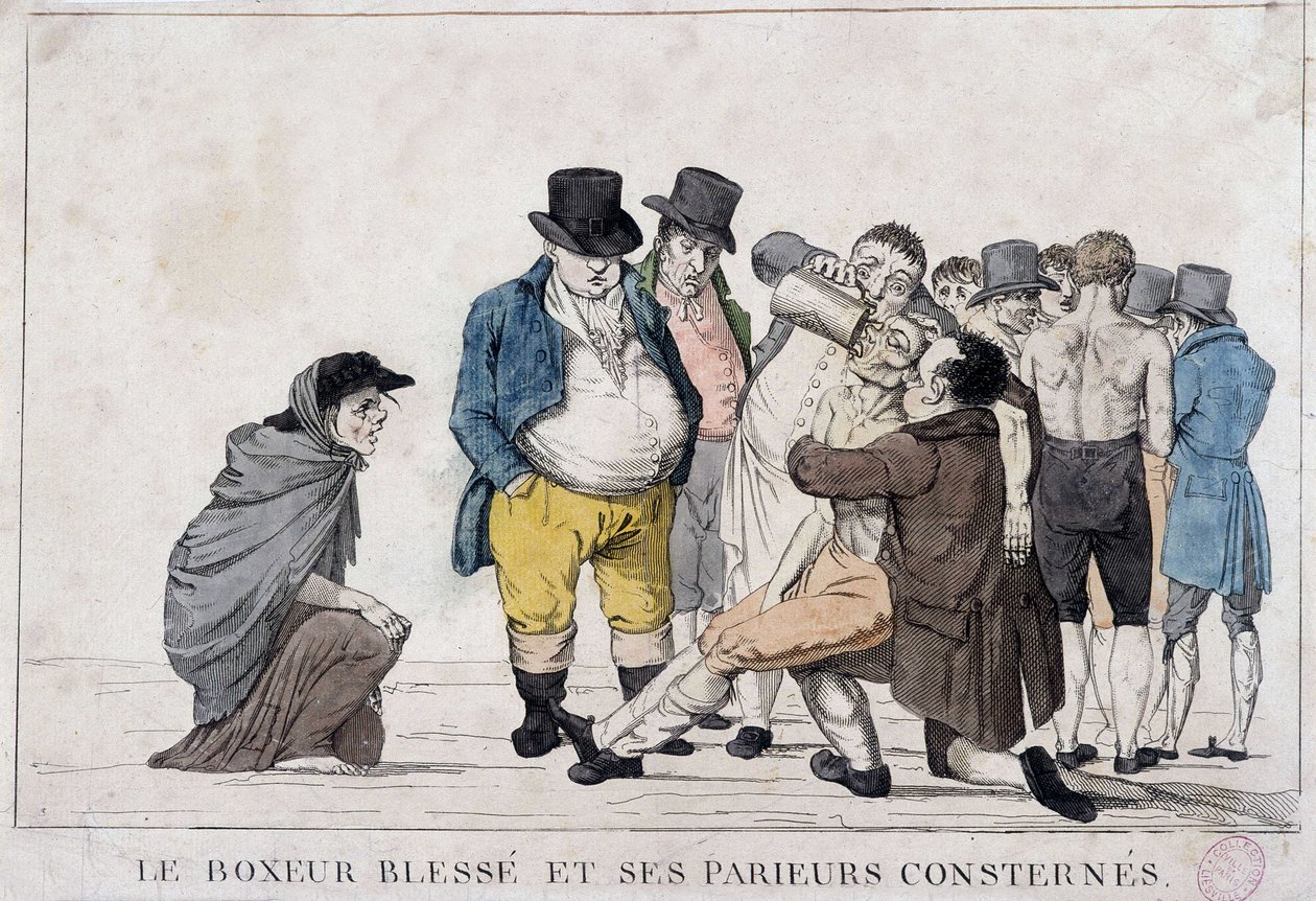 The wounded boxer and his wrestled betters - 19th century, Carnavalet. بواسطة فنان غير معروف