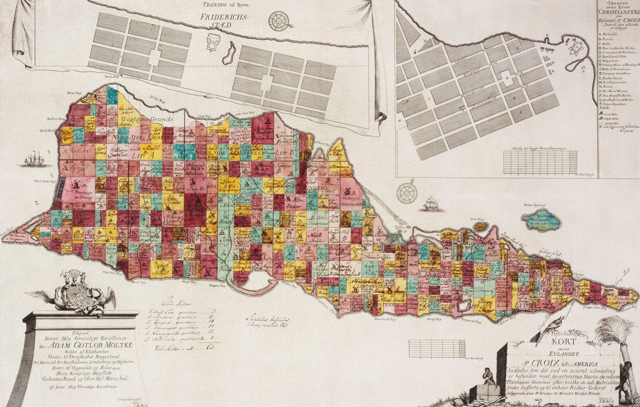 خريطة موثوقة لشارع Eglandet St. كروا أودي أمريكا ، كوبنهاغن ، 1754 ، 1754 بواسطة فنان غير معروف