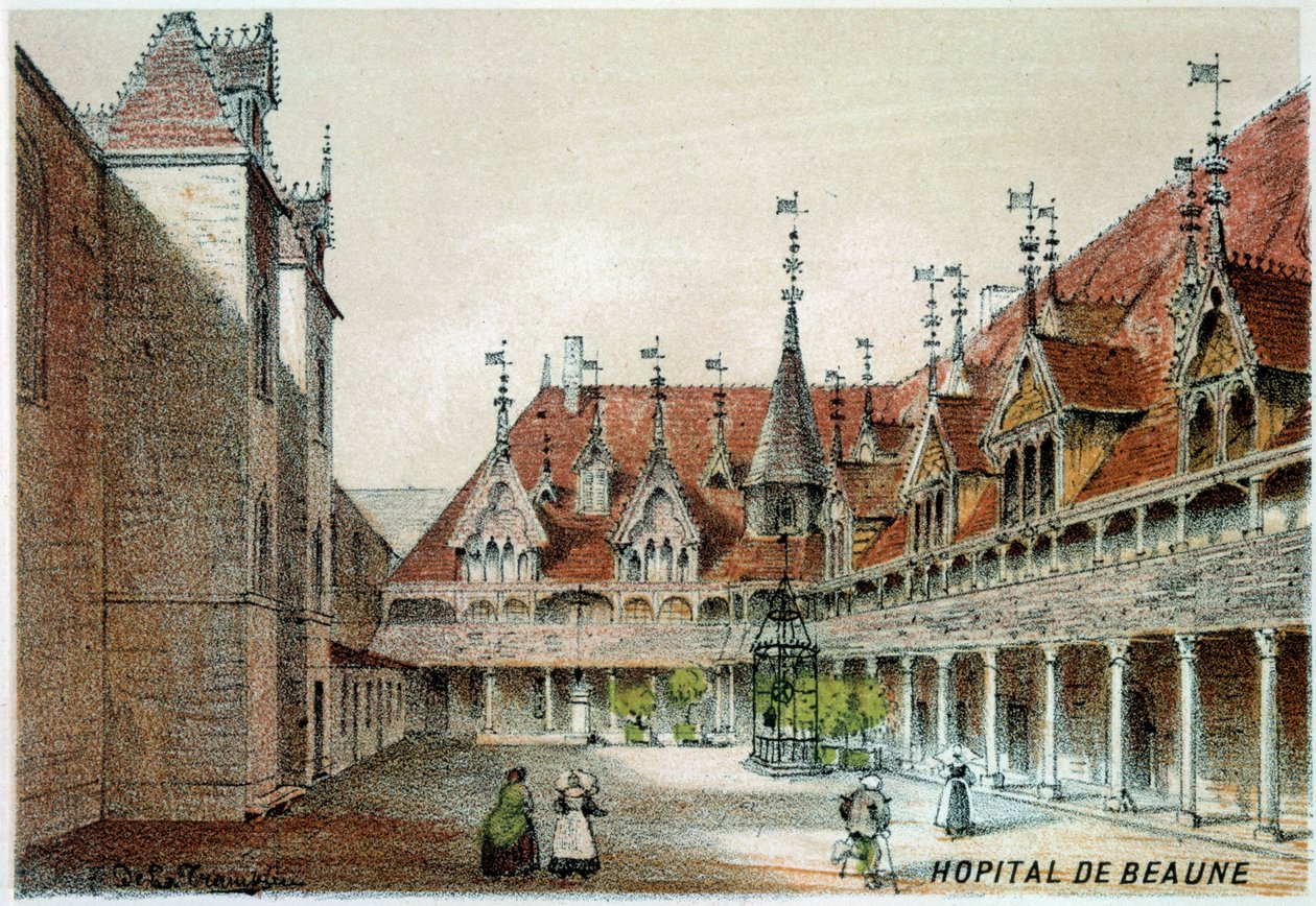 منظر لساحة Hospices de Beaune بواسطة فنان غير معروف