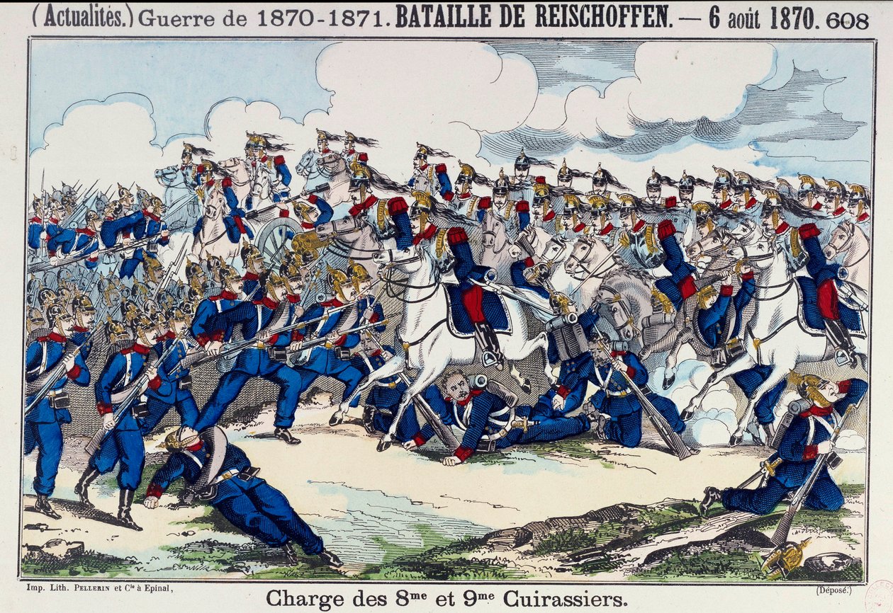War of 1870-1871: view of the Battle of Froeschwiller (or Reischoffen) and the charge of the battleships, 6/08/1870 (revival of Woerth). Engraving of the 19th century. Paris, B.N. بواسطة فنان غير معروف