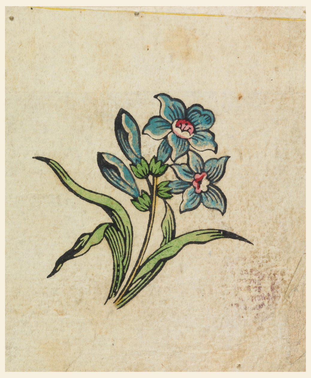 دليل تجريبي من Woodblock على المنسوجات المطبوعة بواسطة فنان غير معروف