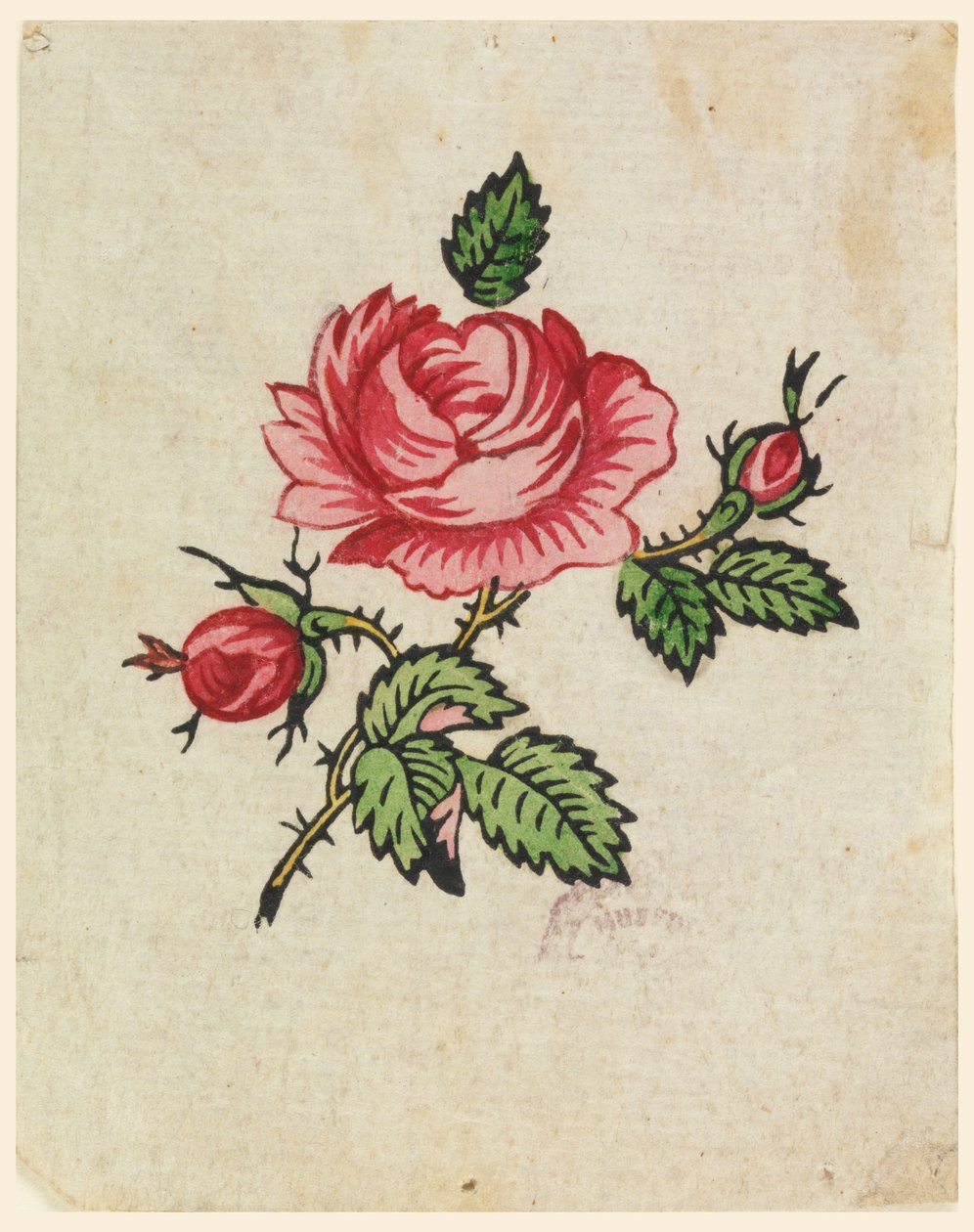 دليل تجريبي من Woodblock على المنسوجات المطبوعة بواسطة فنان غير معروف