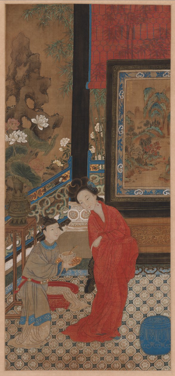 Yang Guifei يغادر الحمام بواسطة فنان غير معروف