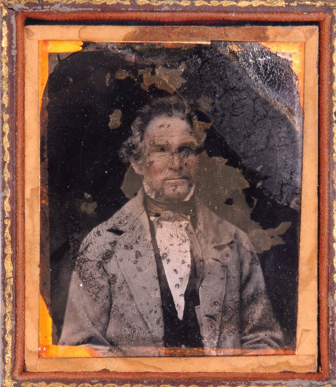 صورة لرجل. Daguerreotype (Daguerre) تحت الإطار حوالي عام 1850. بواسطة مصور غير معروف