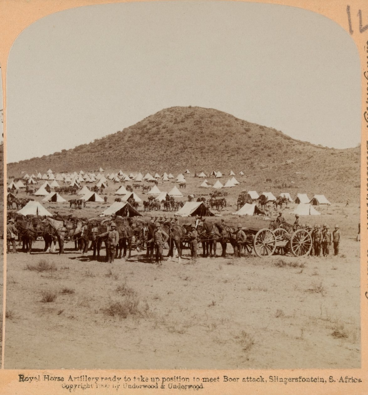مدفعية الحصان الملكي ، Slingersfontein ، Boer War ، حوالي 1899 (صورة مجسمة) بواسطة مصور غير معروف