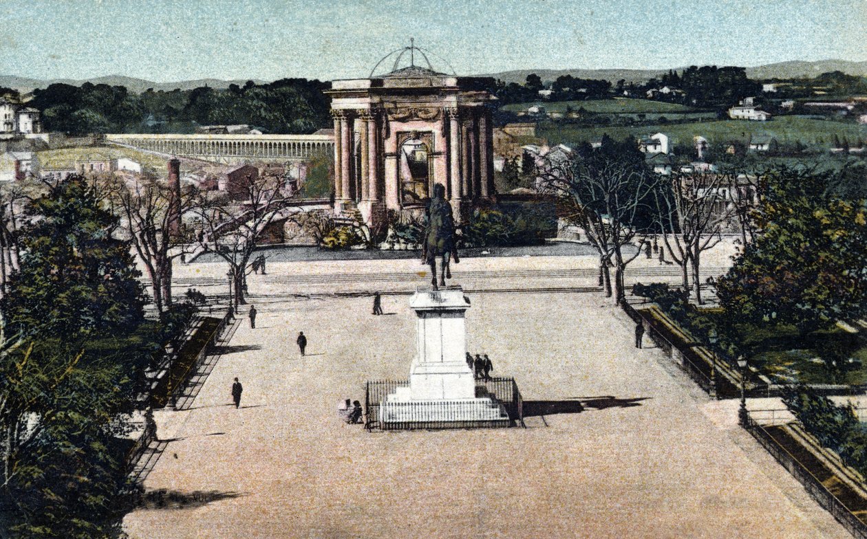 منظر لـ Promenade du Peyrou في مونبلييه ، هيرولت 1910 عن مجموعة خاصة بواسطة مصور غير معروف