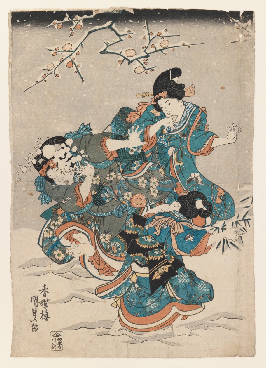 مشهد ثلجي (طبعة خشبية ملونة) بواسطة Utagawa 1786 1864 Kunisada