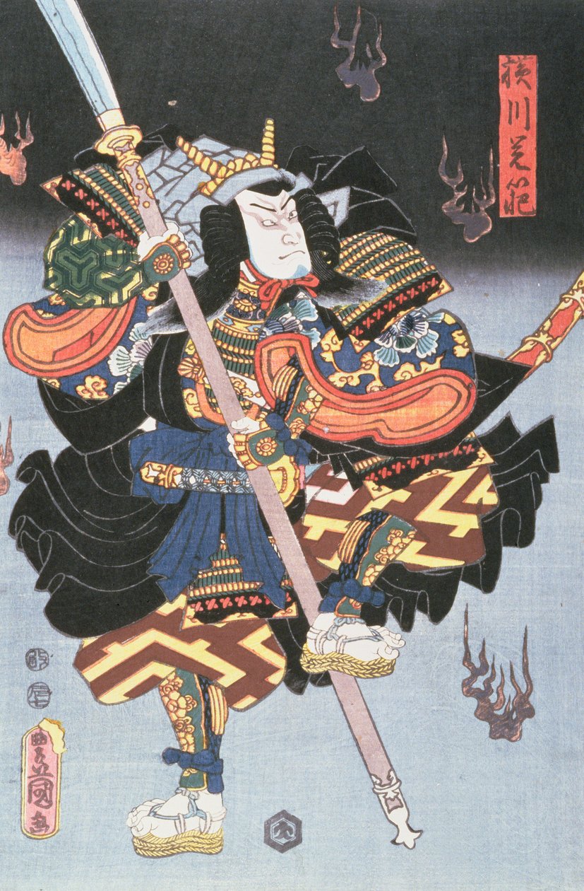 Kamezo As The Warrior Monk ، في مشهد من Sembouzakura في مسرح Ichimura ، 1856 (قلم وحبر ومرحاض على الورق) بواسطة أوتاغاوا كونيسادا