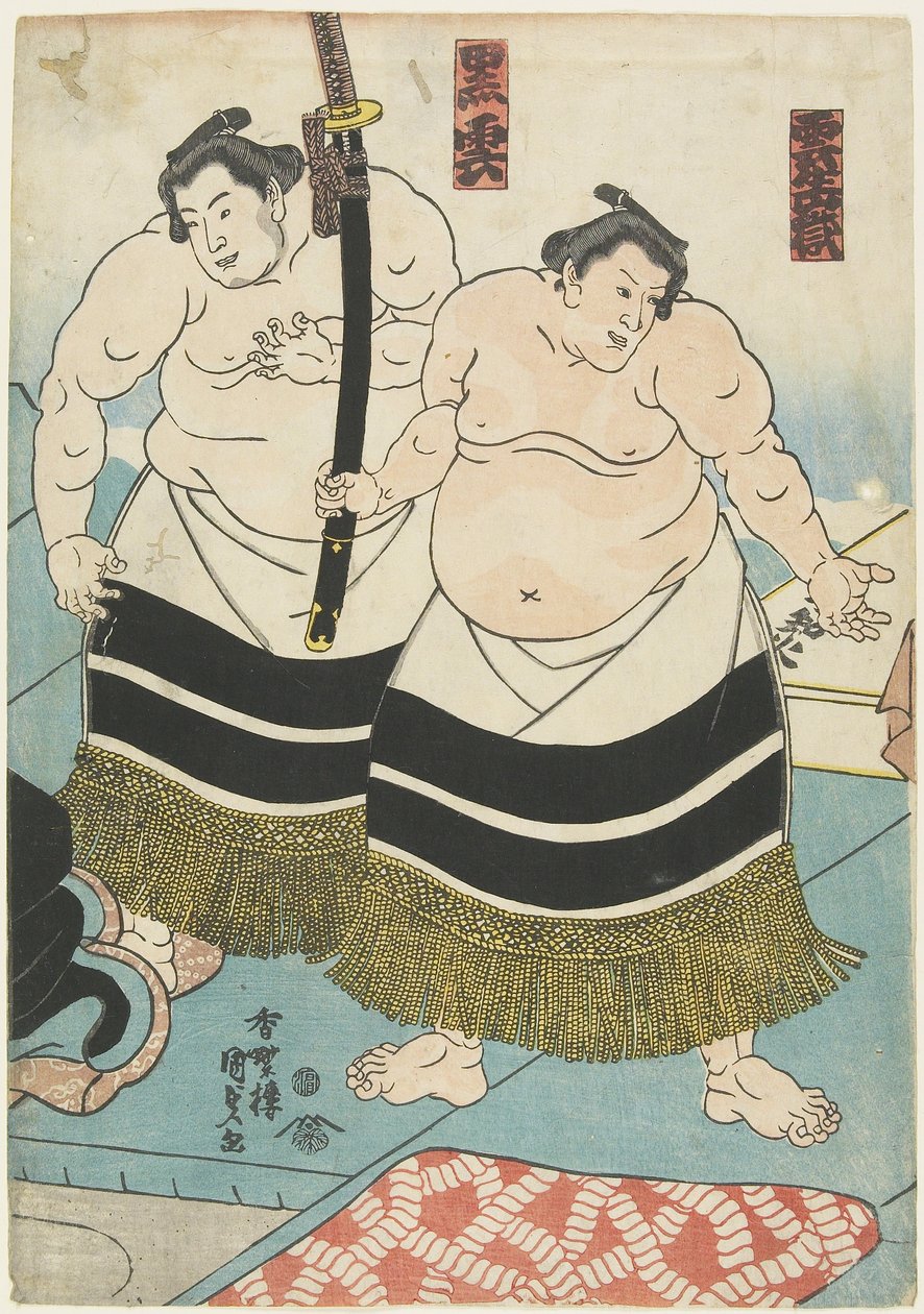 المصارعون Unjo_dake و Kurokumo ، 1843-1847 بواسطة أوتاغاوا كونيسادا