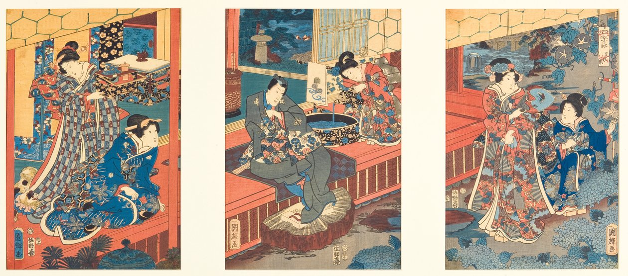 فرحة الصيف (Natsu o tanoshimi) ، 1853 (قطع خشبية) بواسطة Utagawa Kuniteru