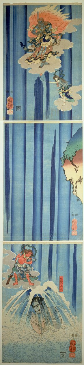 مونغاكو شونين تحت الشلال ، c.1851 (ثلاثية رأسية) بواسطة Utagawa Kuniyoshi