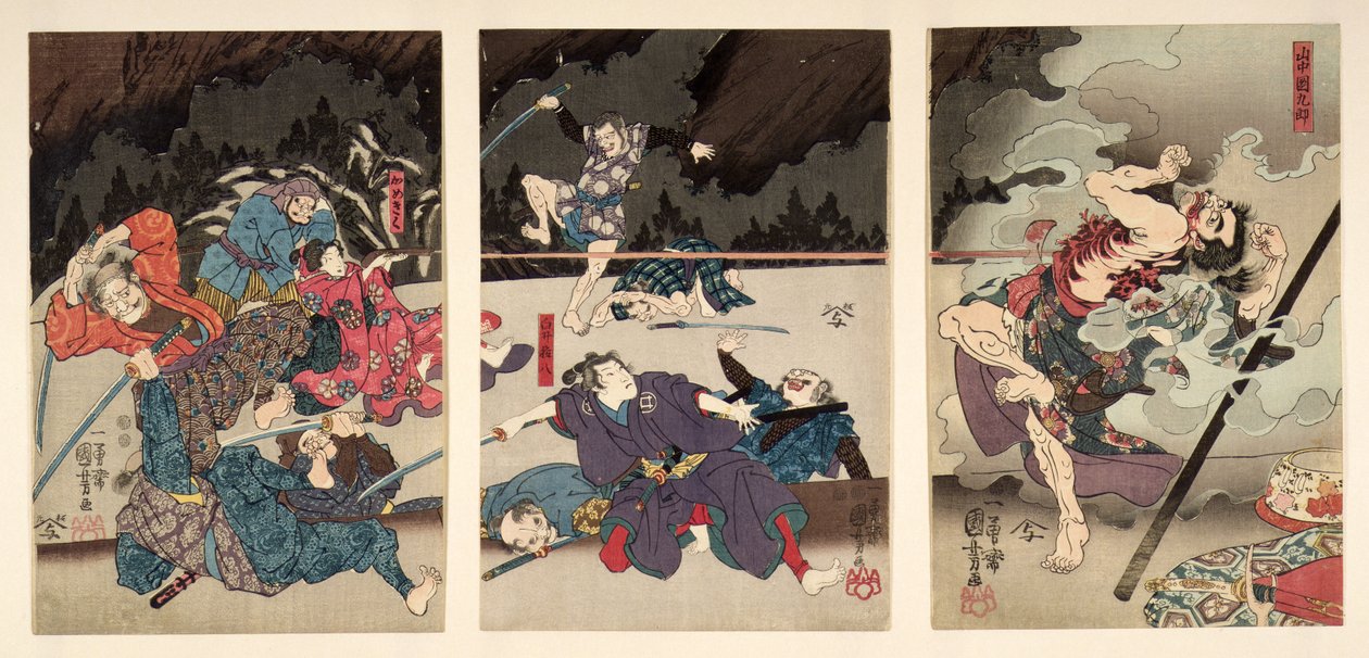 P.216-1955 موت Yamanaka Dankuro ، ثلاثي (طبعة خشبية) بواسطة Utagawa Kuniyoshi