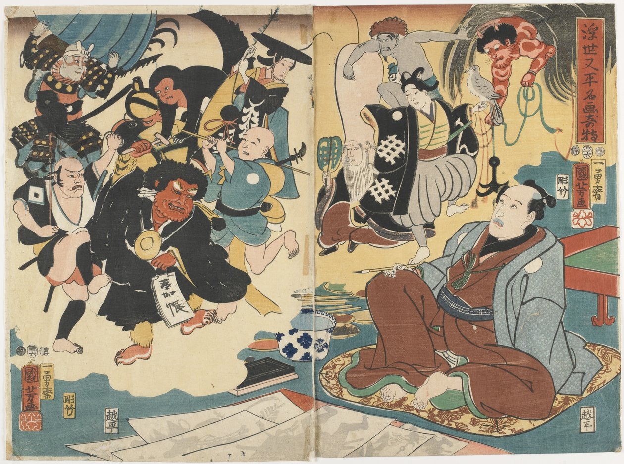 معجزة اللوحات الشهيرة لأوكيو ماتايي ، يونيو 1853 بواسطة Utagawa Kuniyoshi