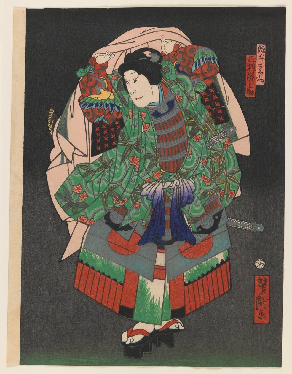 The Osaka Kabuki Actor Gennosuke III ، c.1860 (طبعة خشبية ملونة مع الفضة والنحاس) بواسطة أوتاغاوا يوشيتاكي
