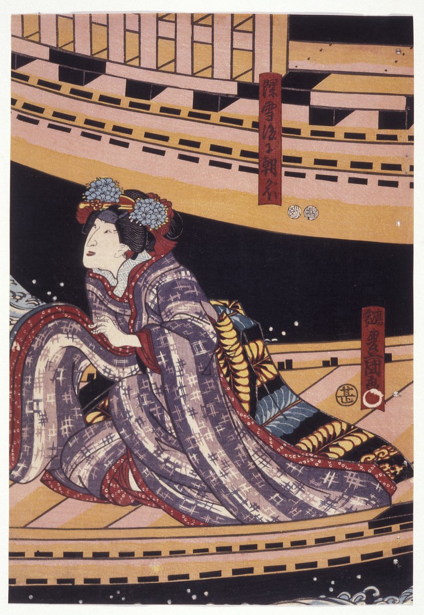 فرقة؟ Sh؟ ka In The Role Of Miyuki، Later Asagao (طباعة خشبية ملونة) بواسطة أوتاغاوا (1786-1865) كونيسادا