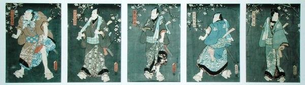 خمس شخصيات من مسرحية Toyokuni (Pentatych) (انظر أيضًا بواسطة أوتاغاوا كونيسادا