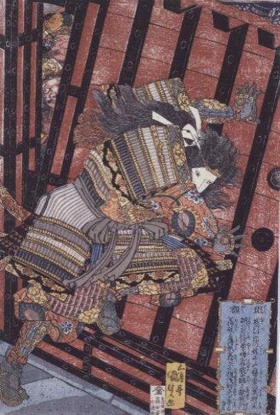 Hangaku يدافع عن البوابة ، حوالي 1830 بواسطة أوتاغاوا كونيسادا