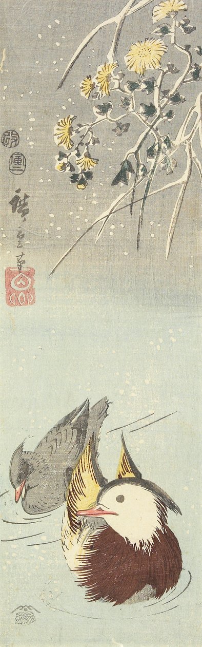(أقحوان وبطة ماندارين) ، فبراير 1854 بواسطة Utagawa Hiroshige