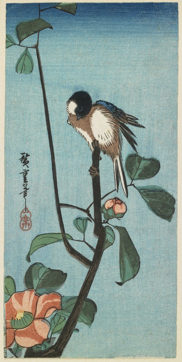 (القرقف على كاميليا) ، 1830-1858 بواسطة Utagawa Hiroshige