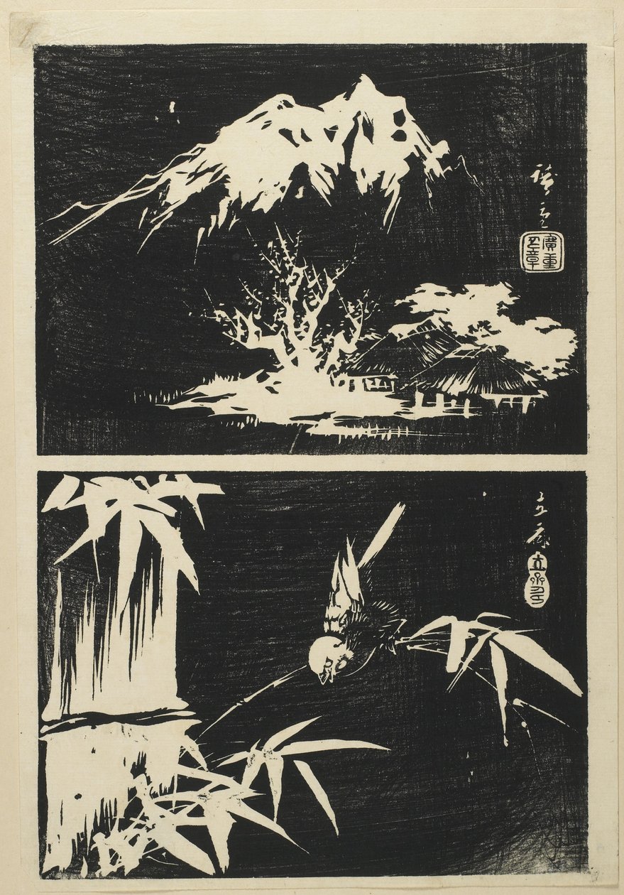 (صورتان ليثوغراف) ، منتصف القرن التاسع عشر بواسطة Utagawa Hiroshige