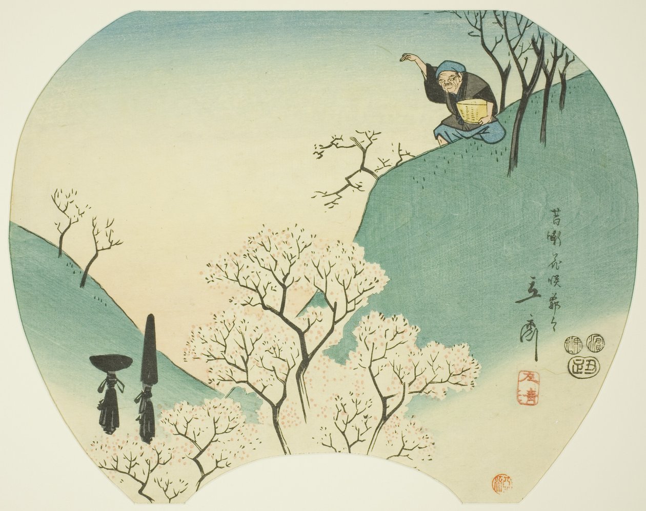 القصة القديمة للرجل العجوز الذي جعل الأشجار تتفتح بواسطة Utagawa Hiroshige