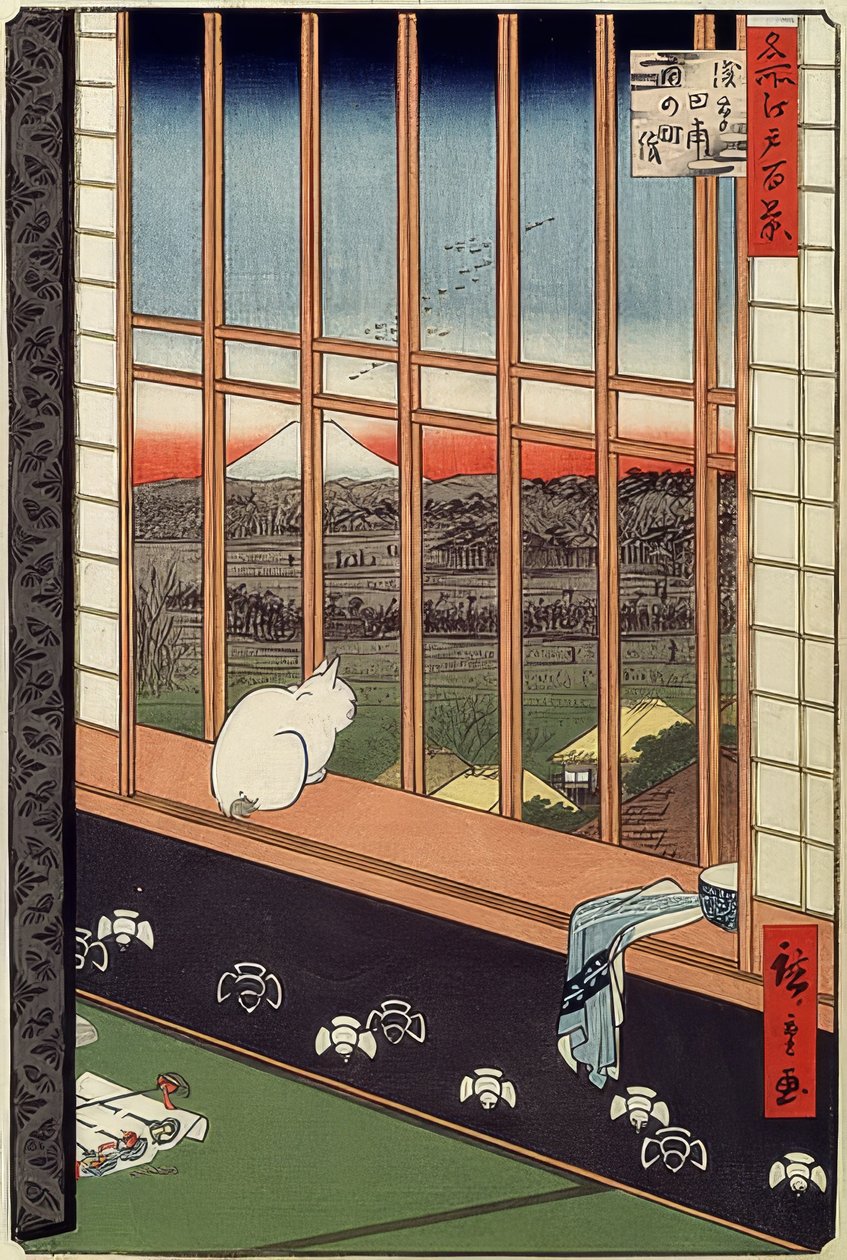 حقول الأرز أساكوسا ومهرجان Torinomachi. من المسلسل: 100 مشاهدة شهيرة لإيدو. 1861 بواسطة Utagawa Hiroshige