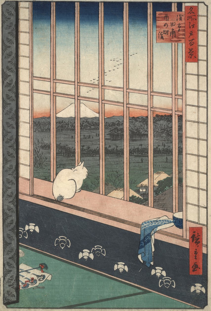 Asakusa Ricefields خلال مهرجان الديك من سلسلة مائة منظر مشهور لإيدو بواسطة Utagawa Hiroshige