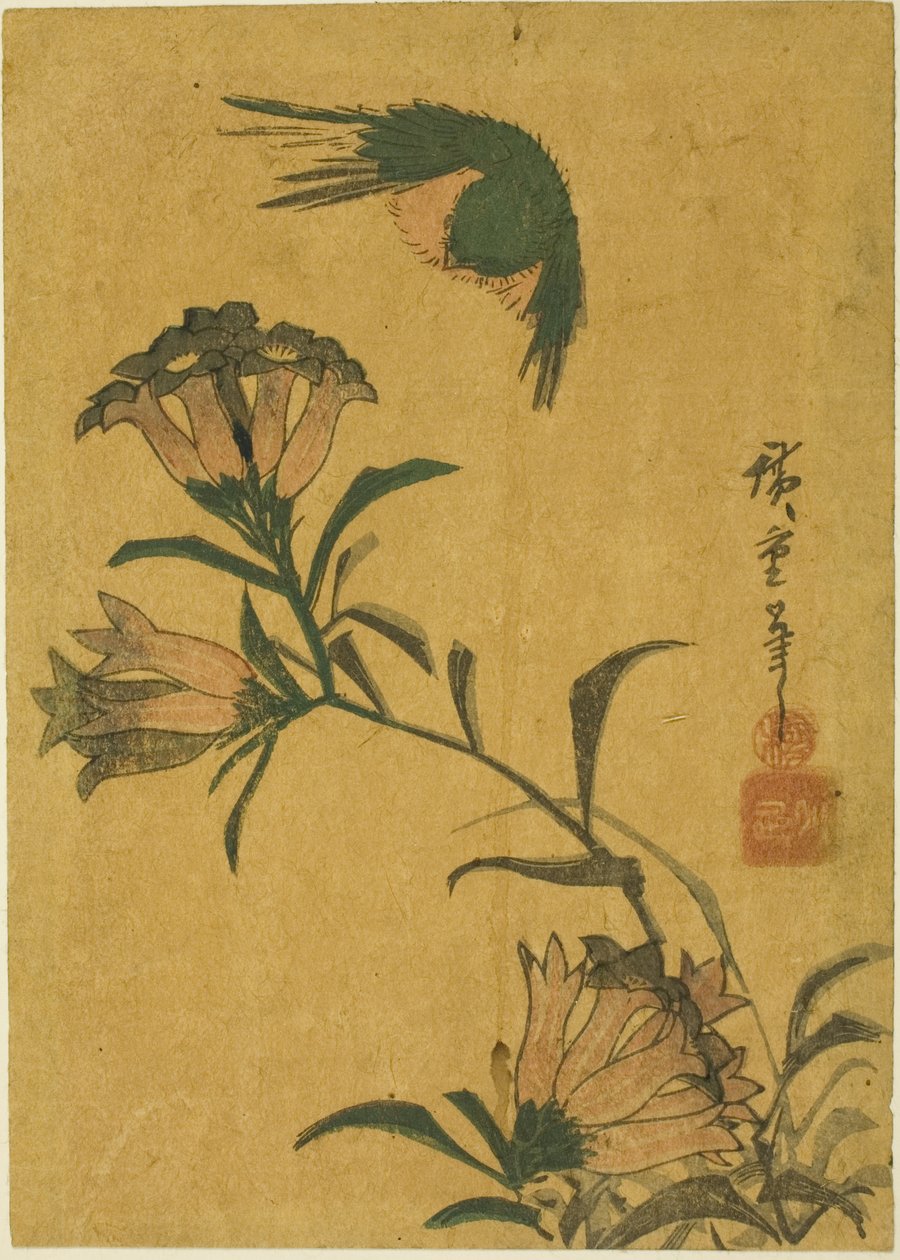 طائر وجنطيانا بواسطة Utagawa Hiroshige