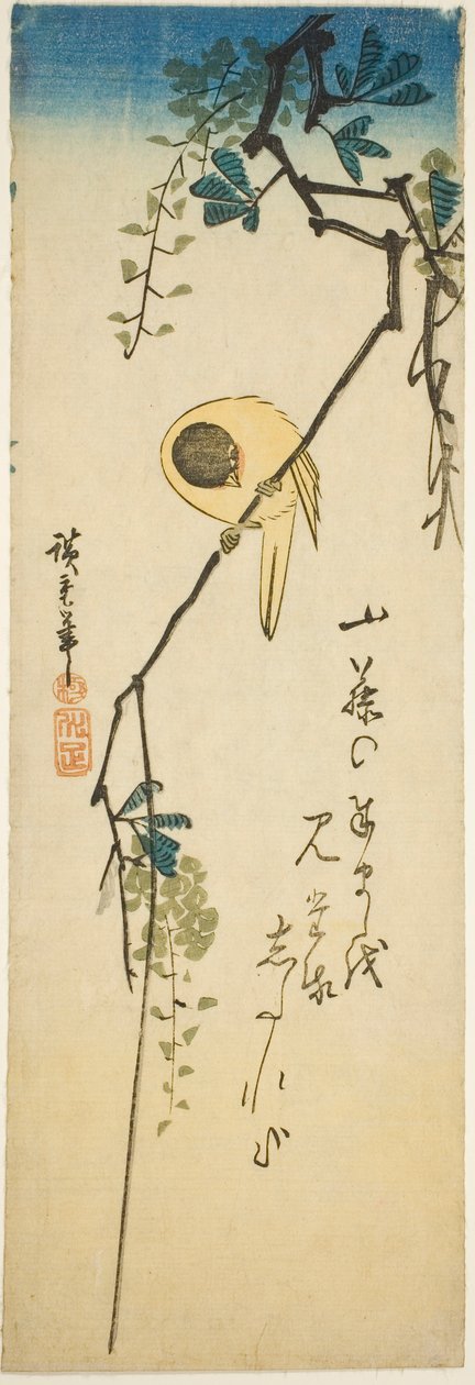طائر على الوستارية الحريرية بواسطة Utagawa Hiroshige