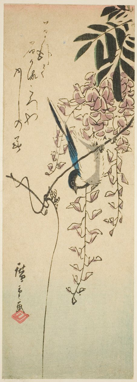 طائر على الوستارية بواسطة Utagawa Hiroshige