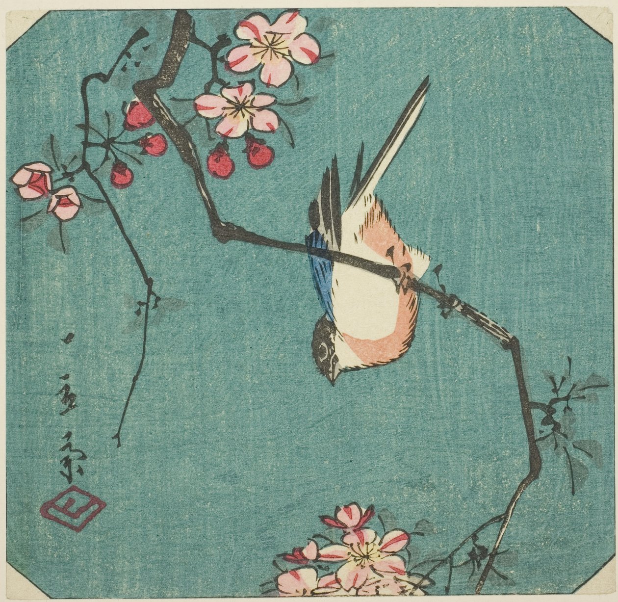 Bullfinch ، قسم من طبعة Harimaze غير معنونة بواسطة Utagawa Hiroshige