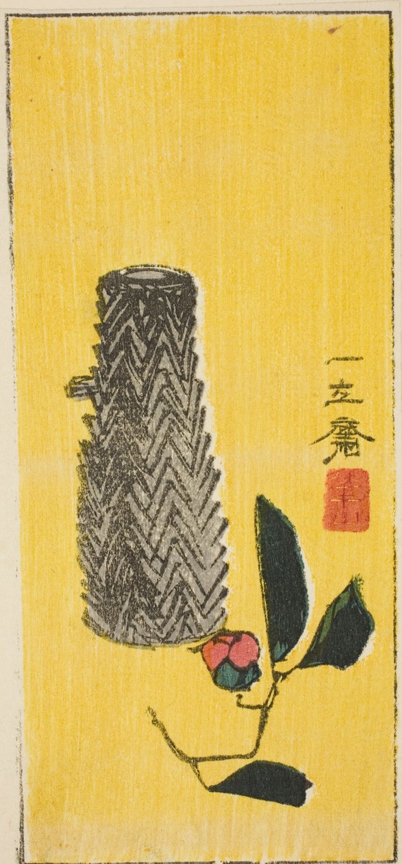 كاميليا وسلة ، مقطع من لوح حريمي بدون عنوان بواسطة Utagawa Hiroshige