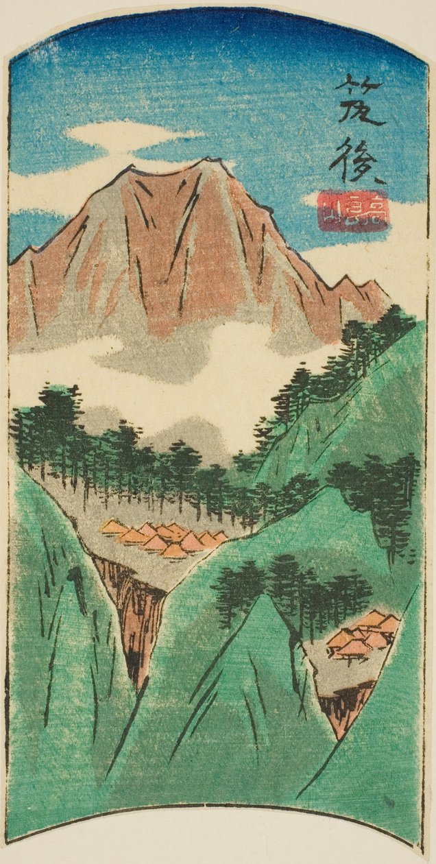 Chikugo ، مقطع من الورقة رقم. 17 من سلسلة "Cutout Pictures of the Provincial (Kunizukushi harimaze zue)" بواسطة Utagawa Hiroshige