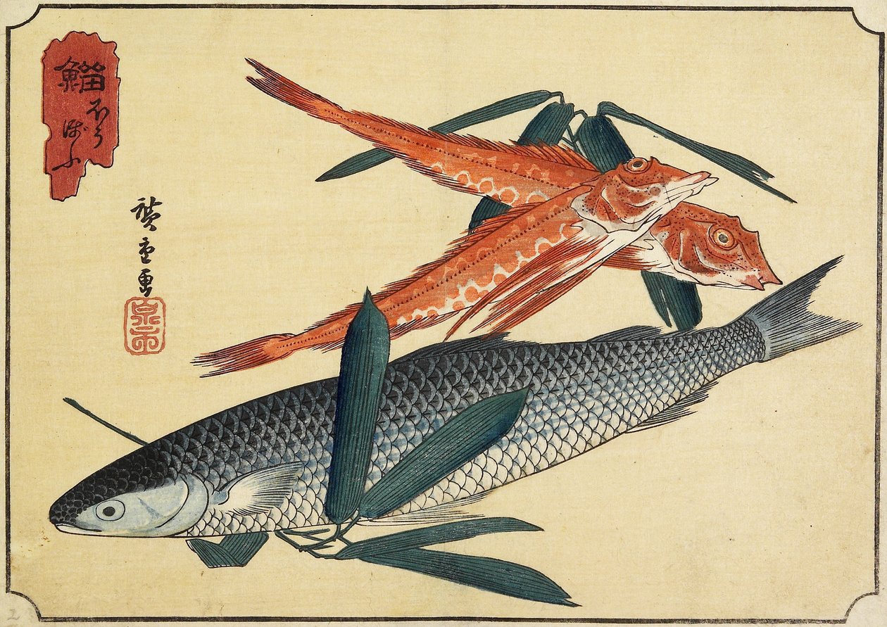 سمك القد وجورنارد ، أوائل القرن التاسع عشر بواسطة Utagawa Hiroshige