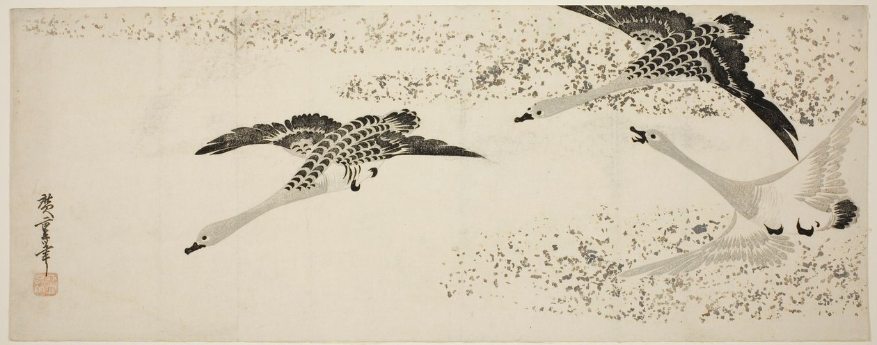 تنازلي الأوز بواسطة Utagawa Hiroshige