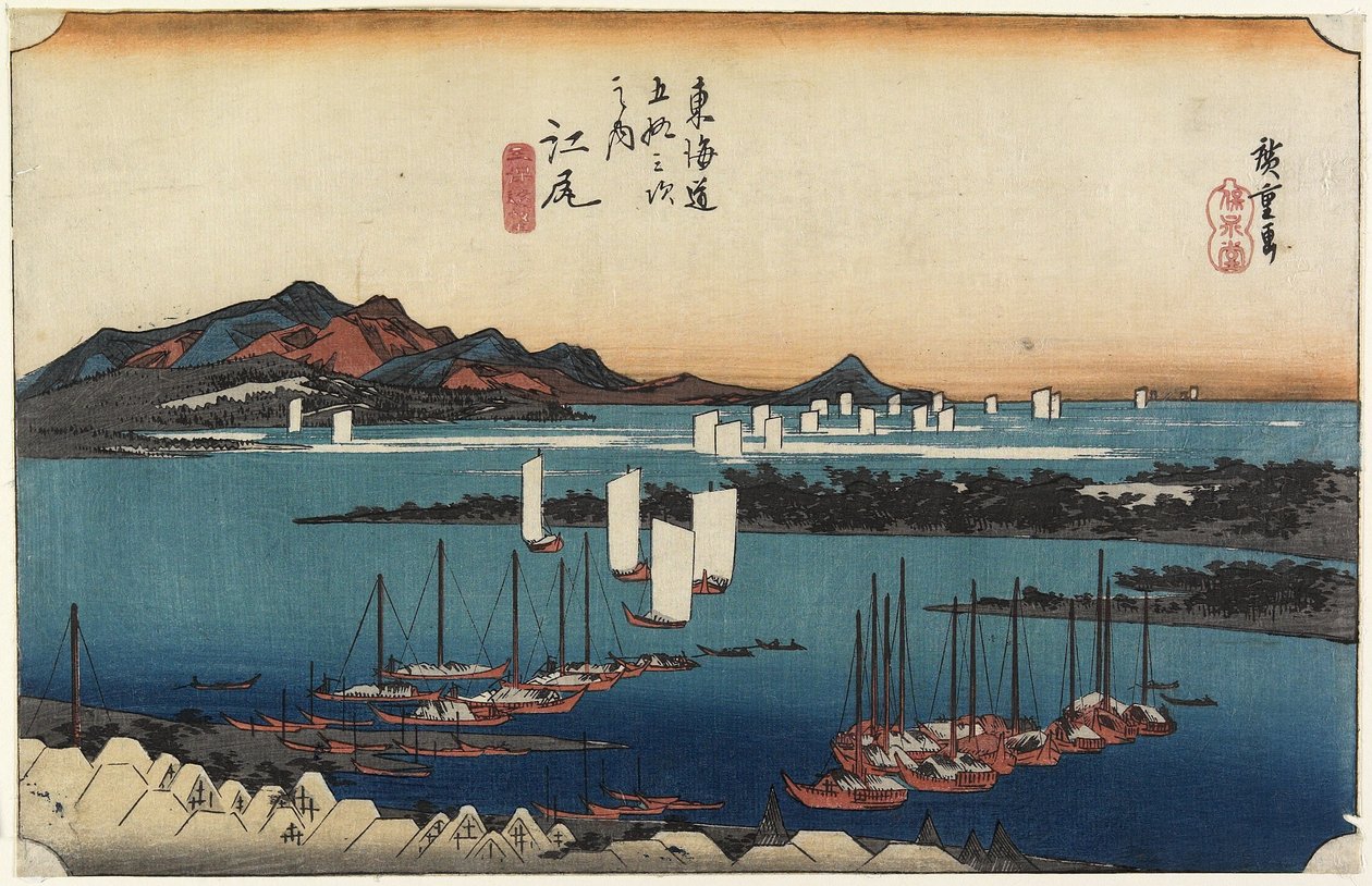 عرض بعيد من Miho ، Ejiri ، ج. 1833 بواسطة Utagawa Hiroshige