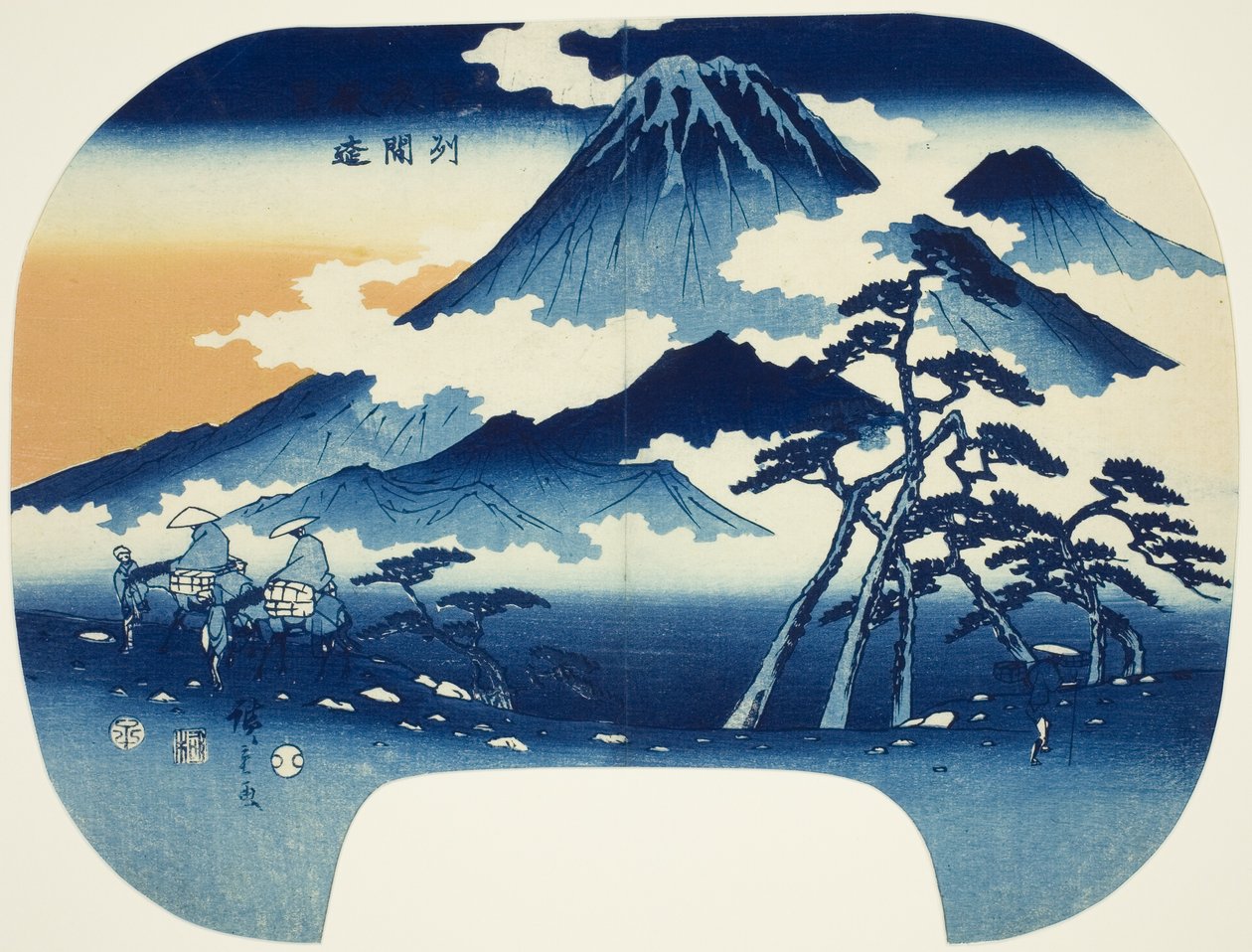 منظر بعيد لجبل أساما في منطقة شينشو بواسطة Utagawa Hiroshige