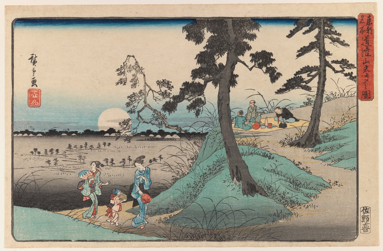 الاستمتاع بالحشرة في Dokanzana في Moon Night ، من سلسلة View of Edo (طباعة لوحة خشبية ملونة) بواسطة Utagawa Hiroshige