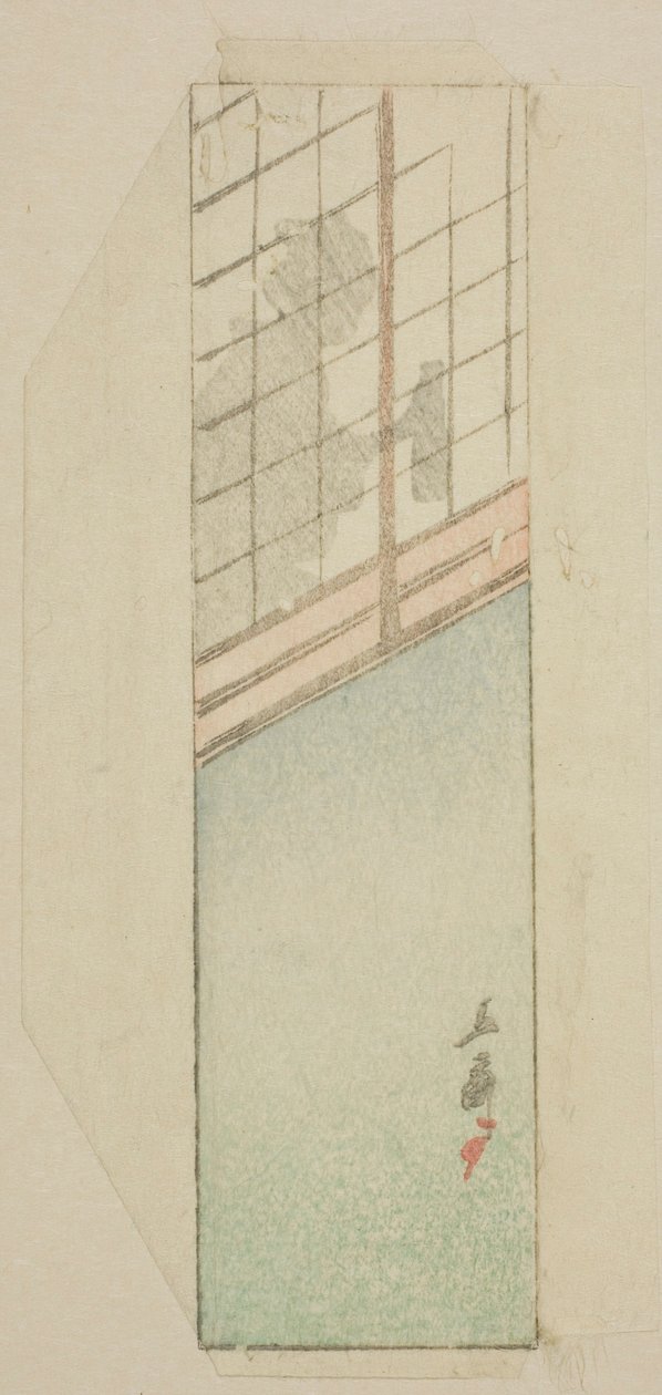 ظرف امرأة خلف شاشات منزلقة بواسطة Utagawa Hiroshige