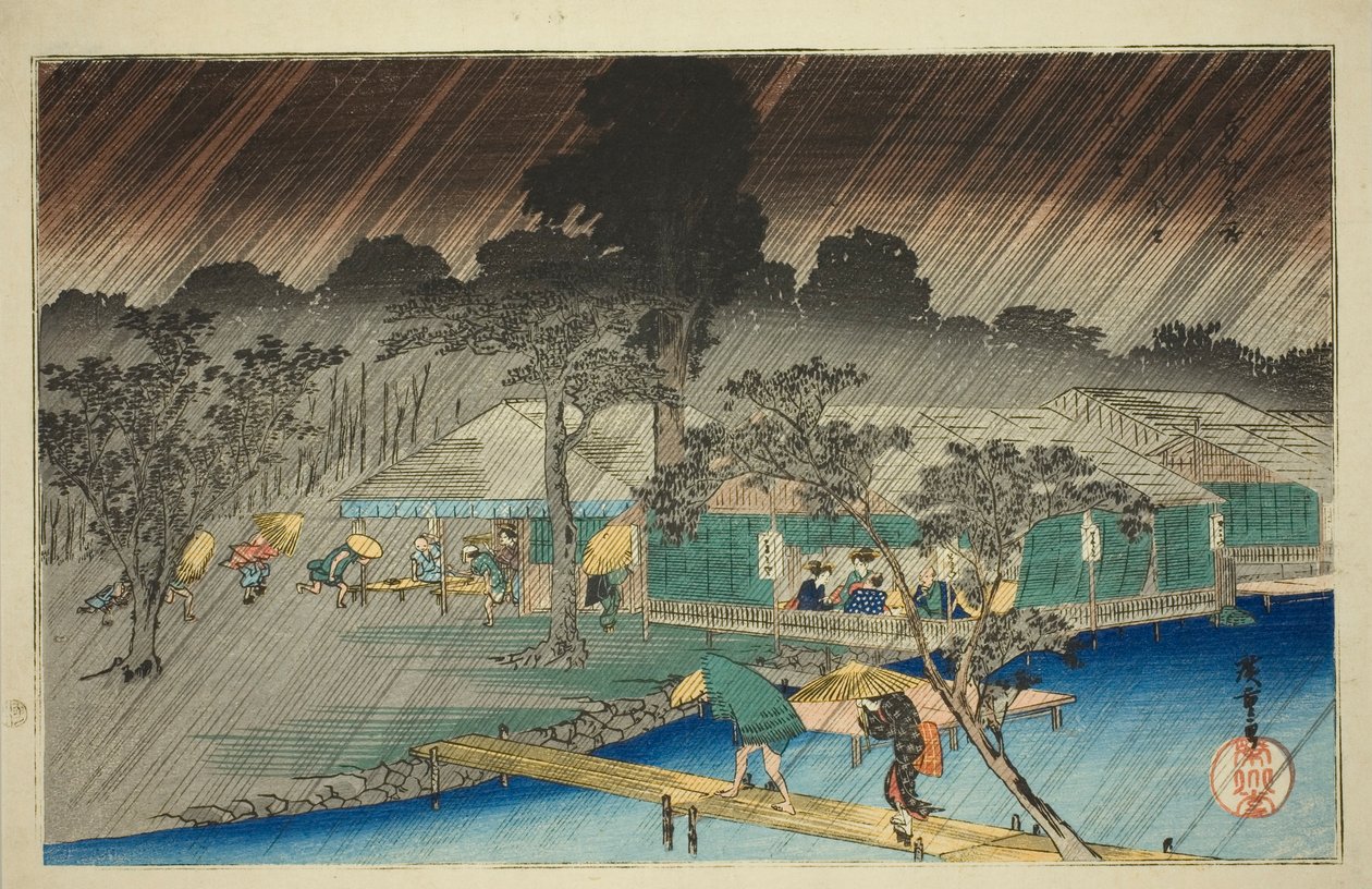 شخص مصور g Shouer at Te version k f Correction River (يوميدات تاداسوغاوارا) ، من سلسلة تي بواسطة Utagawa Hiroshige