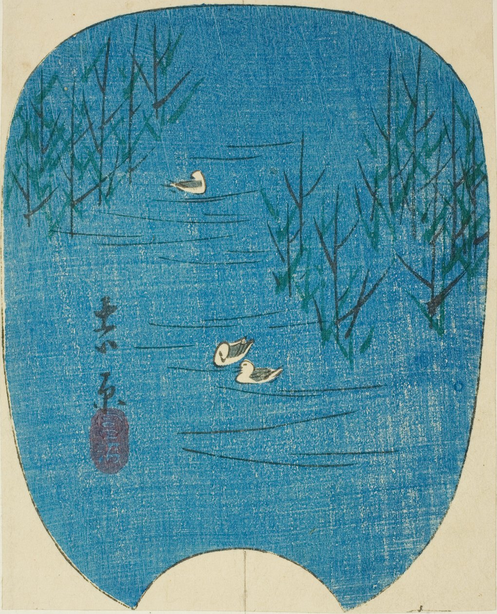 Fuji Marsh في Yoshiwara (Fujinuma ، Yoshiwara) ، قسم من الورقة رقم 4 من سلسلة "صور المحطات الثلاثة والخمسين لتوكايدو (توكايدو غوجوسان تسوجي زوي)" بواسطة Utagawa Hiroshige