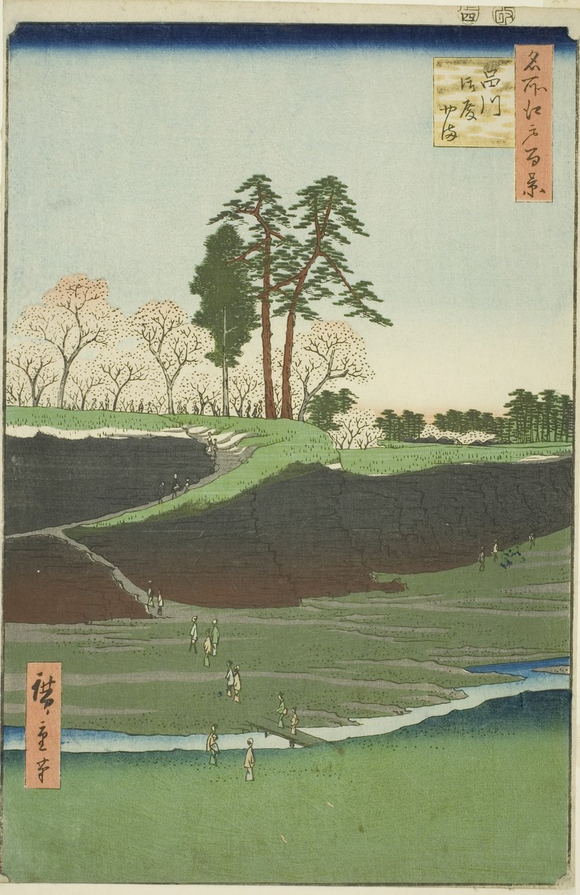Goten Hill at Shinagawa (Shinagawa Gotenyama) ، من مسلسل "One Hundred Famous Views of Edo (Meisho Edo hyakkei)" بواسطة Utagawa Hiroshige