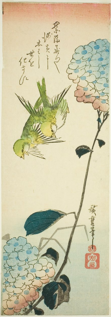الطيور الخضراء والكوبية بواسطة Utagawa Hiroshige