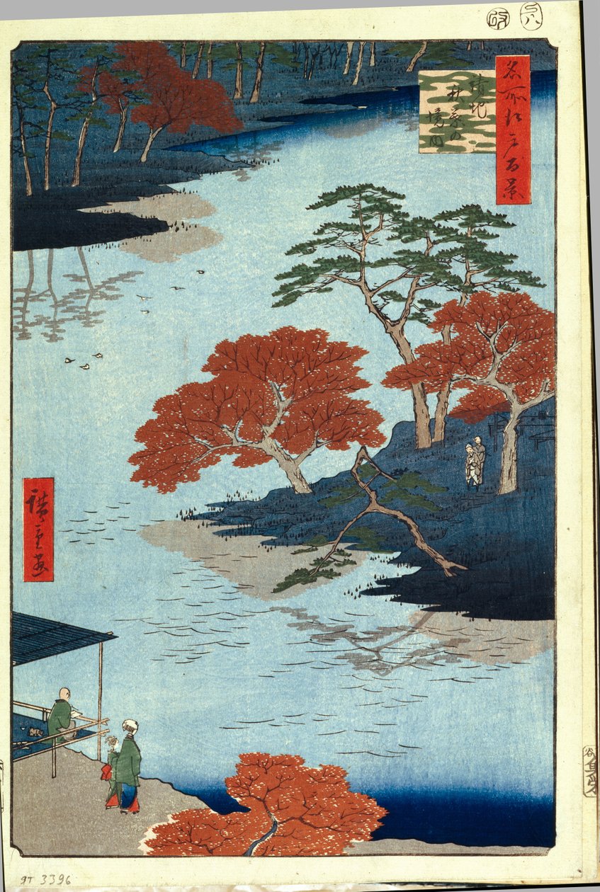 داخل ضريح أكيبا في أوكيجي. مائة مشاهدة شهيرة لإيدو ، ج. 1858 بواسطة Utagawa Hiroshige