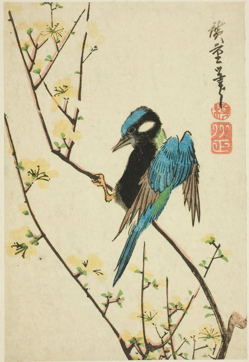 عصفور جافا على فرع الكرز بواسطة Utagawa Hiroshige