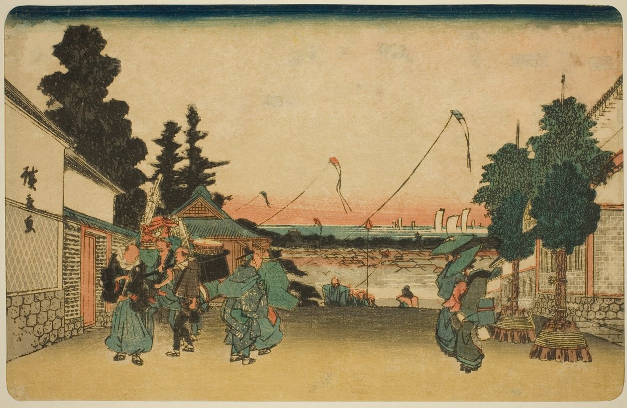 Kasumigaseki ، من سلسلة Te ، "عضو العائلة في Pa back s Edo (شيء مشهور مكان)" بواسطة Utagawa Hiroshige