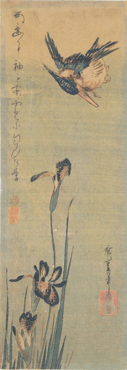 طائر الرفراف يحلق فوق قزحية بواسطة Utagawa Hiroshige